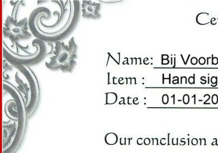 Collectables Unlimited COA (achterzijde)
